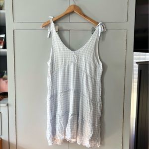 Light Blue Plaid Flowy Dress